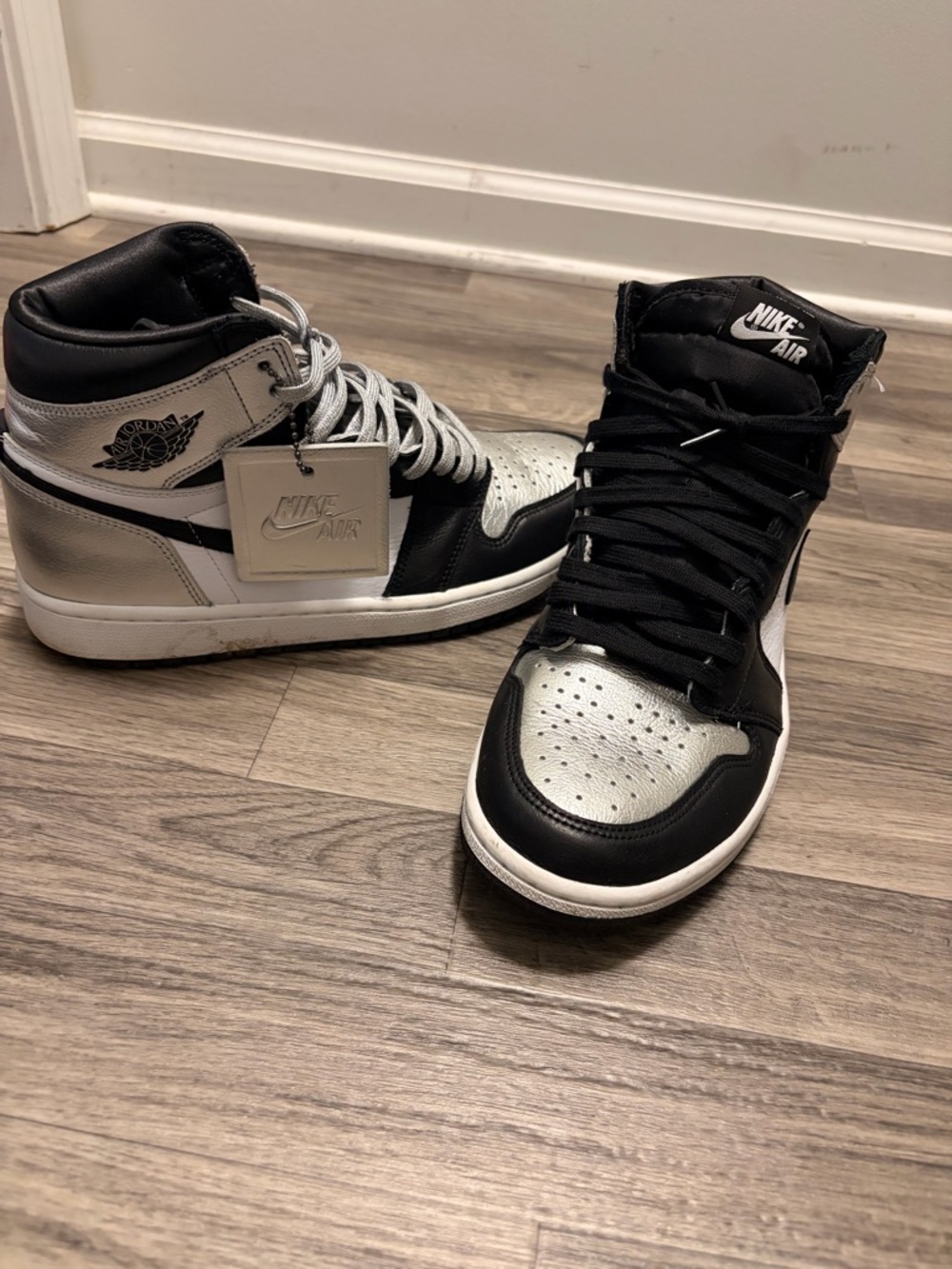 Nike Air Jordan 1 High Metallic Silver and Black